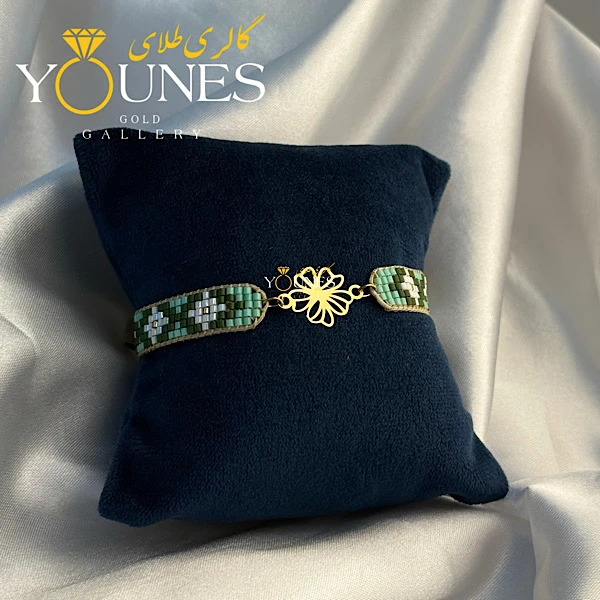 دستبند بند میوکی طرح برگ طلا